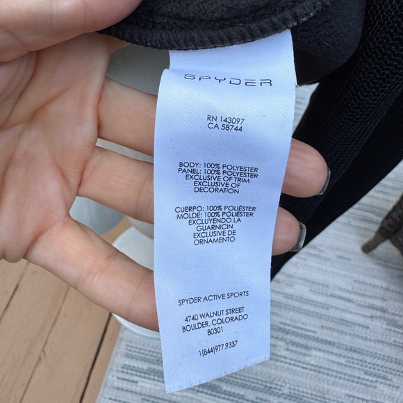 Mens Spyder Black Quarter-Zip Pullover with Blue Logo size large - Picture 10 of 13